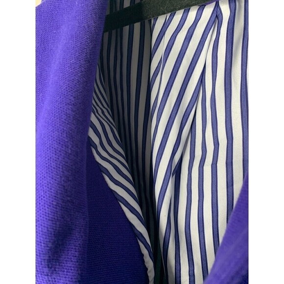 Chicos Women Size 2/Large Blue/ Purple Jacket Stripes Cotton Double Button - Picture 7 of 9